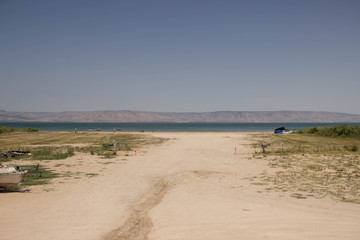 Sandy shore at Lake Kenered