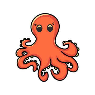 Cute octopus cartoon. Colorful hand drawn illustration vector.