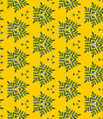 Seamless pattern with floral motifs. Design for printing on fabric, wrapper, paper, Wallpaper. Yellow-green color
