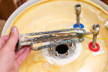 Boiler repair, replacement of broken water heating element