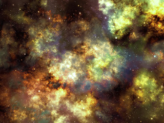 Fototapeta na wymiar Glowing nebula gaz clouds and stars, illustration of outer space