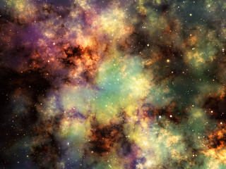 Fototapeta na wymiar Glowing nebula gaz clouds and stars in space