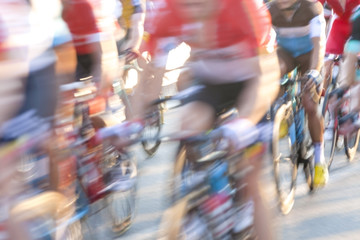 Group of cyclist during a race, motion blur