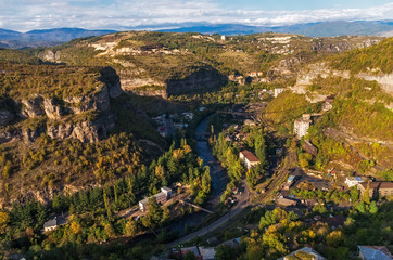 View of the mining town Chiatura famous for its manganese mines being situated on Kvirila river,...
