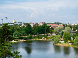 Fototapeta na wymiar Kotka city view from the Park, Finland