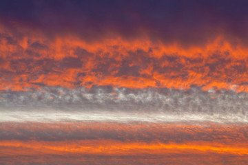 Orange clouds. Sinister sunset.