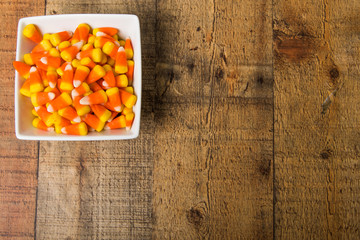 Candy corn in a bowl