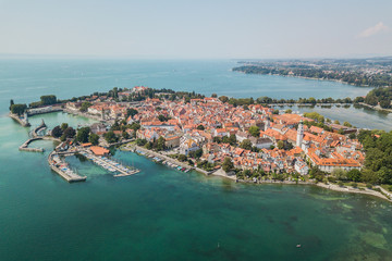 Aerial view of Lindau, town on lake Bodensee
