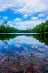 Obraz na płótnie Canvas Clear Blue sky river reflection landscape
