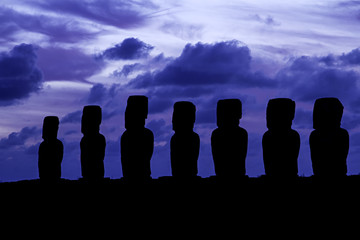 Ahu Tongariki  Silhouette