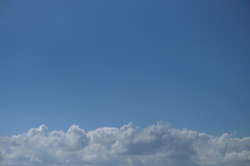 Fototapeta premium Weiße Wolken am Horizont und blauer Himmel - Stockfoto
