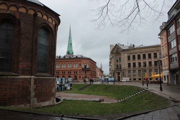 Fototapeta premium in the streets of old town riga, latvia