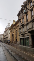 A street of Turin on a rainy day, Italy