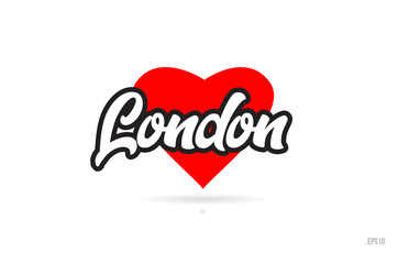 london city design typography with red heart icon logo