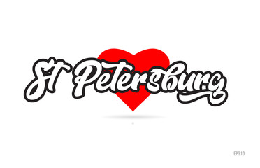 Fototapeta na wymiar st petersburg city design typography with red heart icon logo