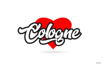cologne city design typography with red heart icon logo
