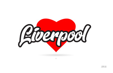 liverpool city design typography with red heart icon logo