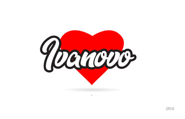 ivanovo city design typography with red heart icon logo