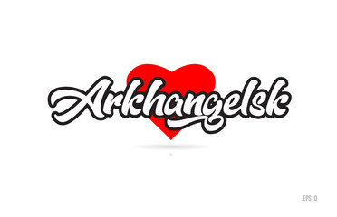 arkhangelsk city design typography with red heart icon logo