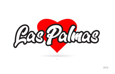 las palmas city design typography with red heart icon logo