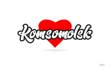 komsomolsk city design typography with red heart icon logo