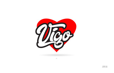 Obraz premium vigo city design typography with red heart icon logo