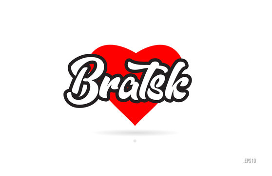 bratsk city design typography with red heart icon logo