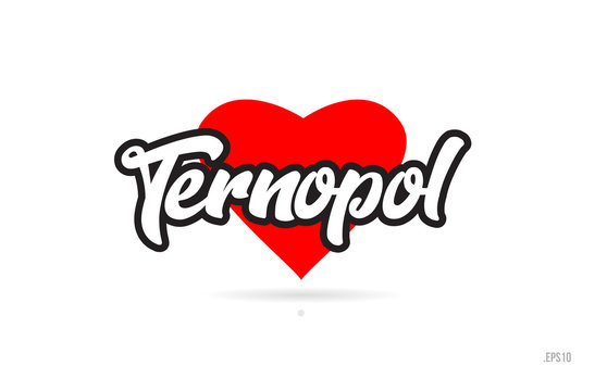 ternopol city design typography with red heart icon logo