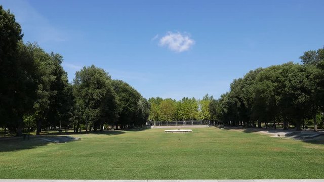 Public gardens behind basilica of Santa Maria in Porto in Ravenna Italy