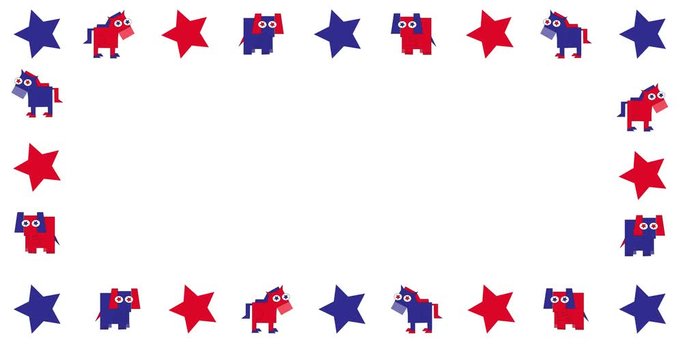 Animated Political Border with Elephants and Donkeys