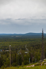 Luosto Finland, ski lifts on a summer day