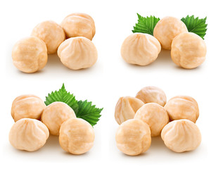Hazelnuts isolated on white