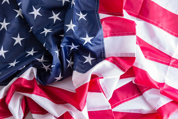 Background texture of a crumpled American flag