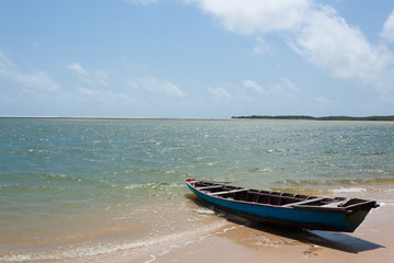 Naklejka premium White sand dunes panorama from Lencois Maranhenses National Park, Brazil.