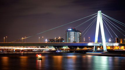 Deutzer bridge illuminated in Cologne at night