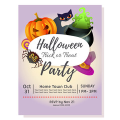 halloween party poster with pot of magic