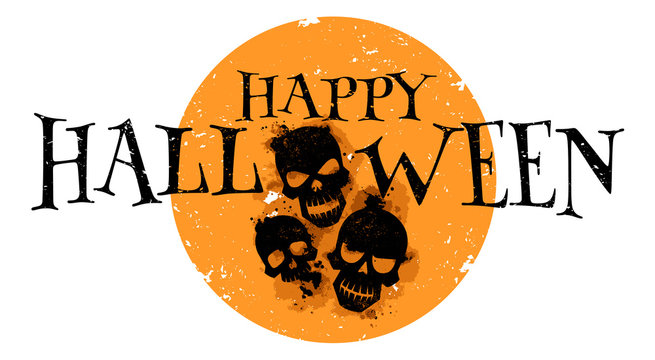 Skulls with ink effect. Happy halloween. Vector illustration. Used for poster, banner, print, web banner, greeting card, logo design and graphic usage