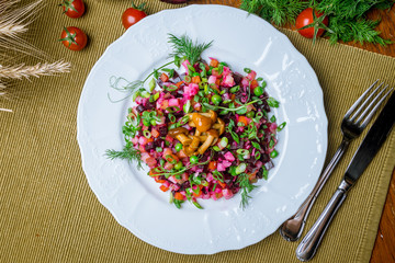 Vinaigrette on a white plate