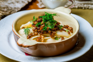 dumplings with potatoes on a plate