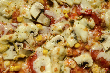 appetizing pizza closeup. top view