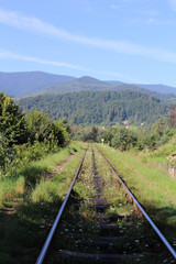 Railway in Carpathian Mountains Ukraine 