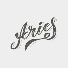 Aries lettering Calligraphy Brush Text horoscope Zodiac sign