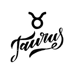 Taurus lettering Calligraphy Brush Text horoscope Zodiac sign