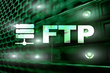 FTP - File transfer protocol. Internet and communication technology concept.