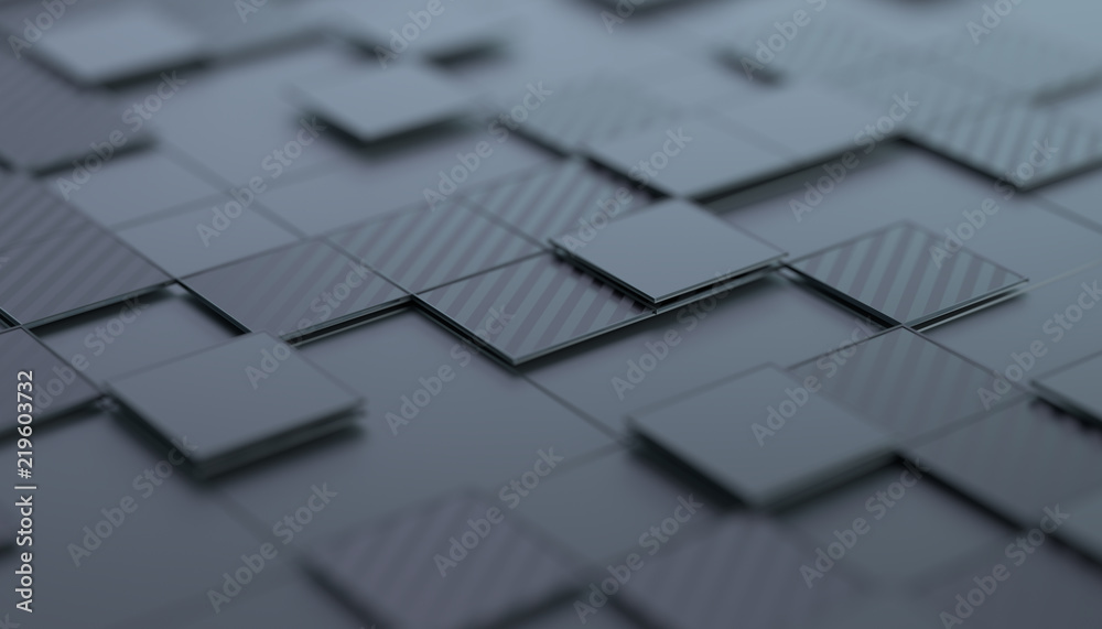 Poster abstract 3d rendering of geometric shapes. composition with squares. futuristic surface design. mode