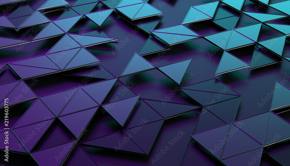 Poster abstract 3d rendering of geometric surface. composition with triangles. futuristic modern background