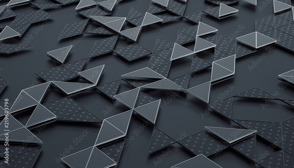 Poster abstract 3d rendering of geometric surface. composition with triangles. futuristic modern background