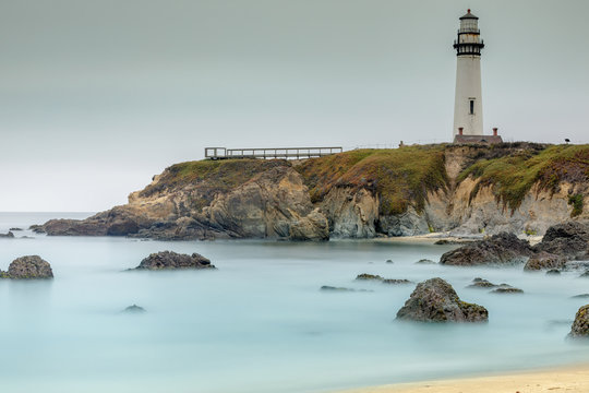 Pigeon Point Lighthouse Viewed from the South. San Mateo County, California, USA.