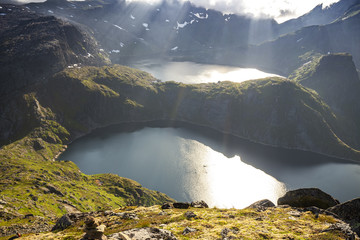 Beautiful Freshwater lakes of Lofoten Islands, Norway