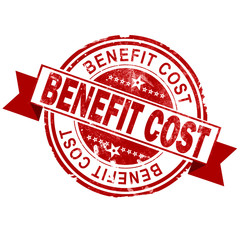 Benefit cost red vintage stamp
